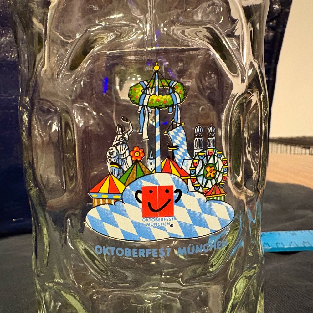 Rare Vintage Dimpled Oktoberfest Munchen 1 Liter Glass Beer Stein - Picture 2 of 9